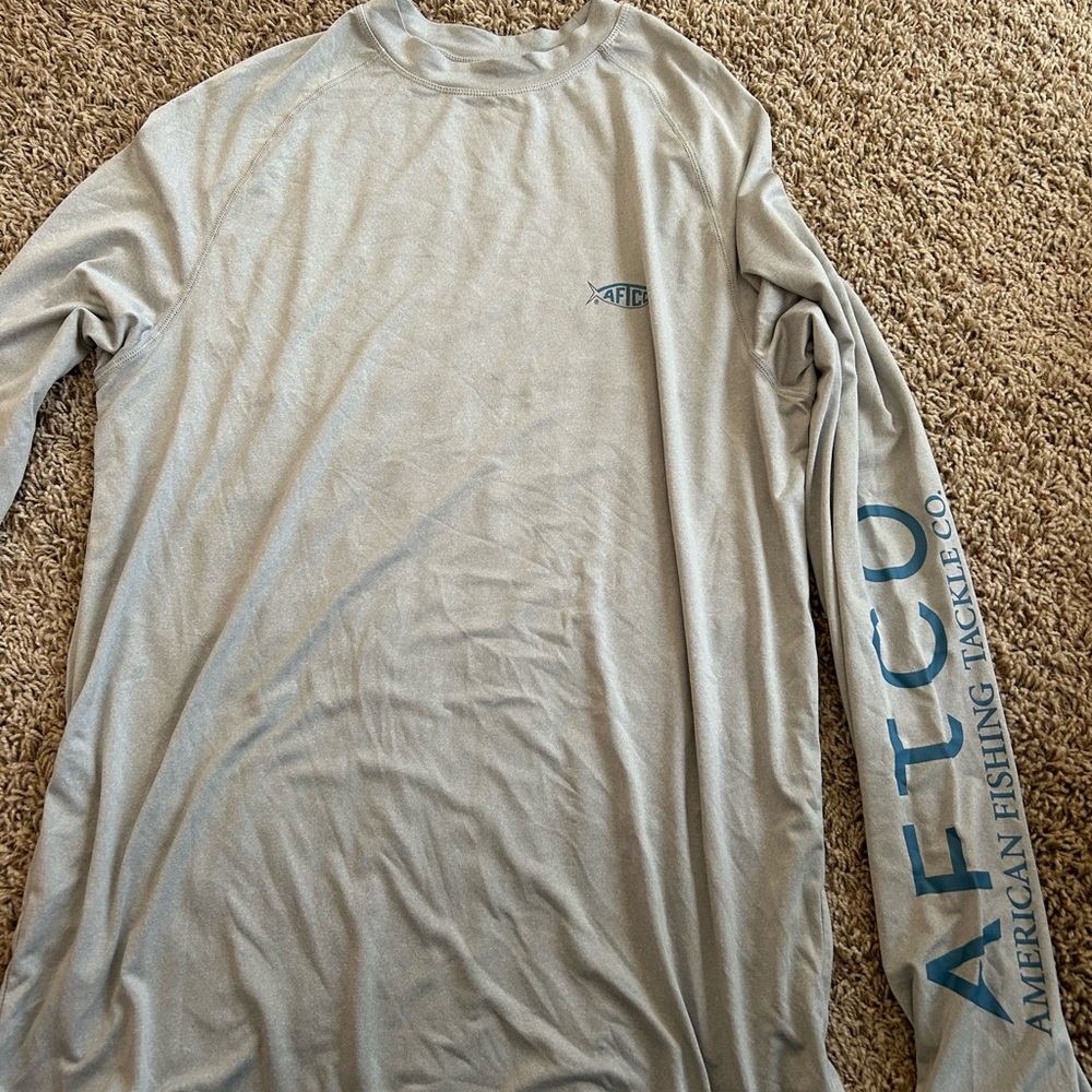 AFTCO Light Gray Long Sleeve Men's Tee